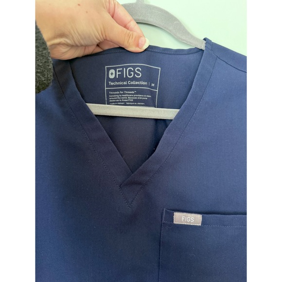 Figs Catarina One-Pocket Short Sleeve V-Neck Scrub Top Shirt Navy Blue Medium - Picture 5 of 8